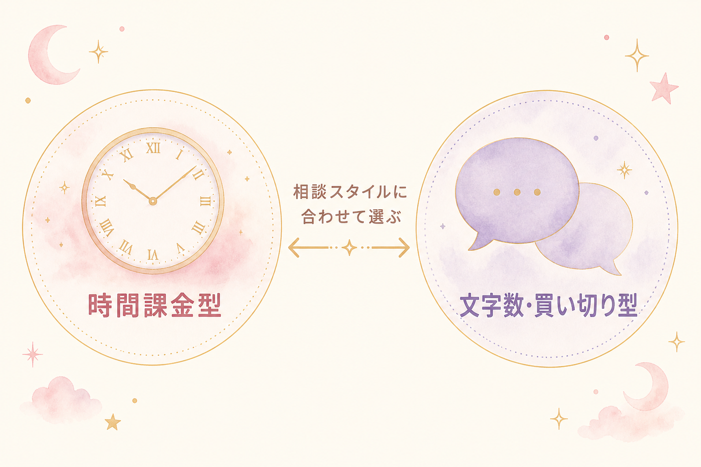 時間課金型とチャット買い切り型のしくみ図