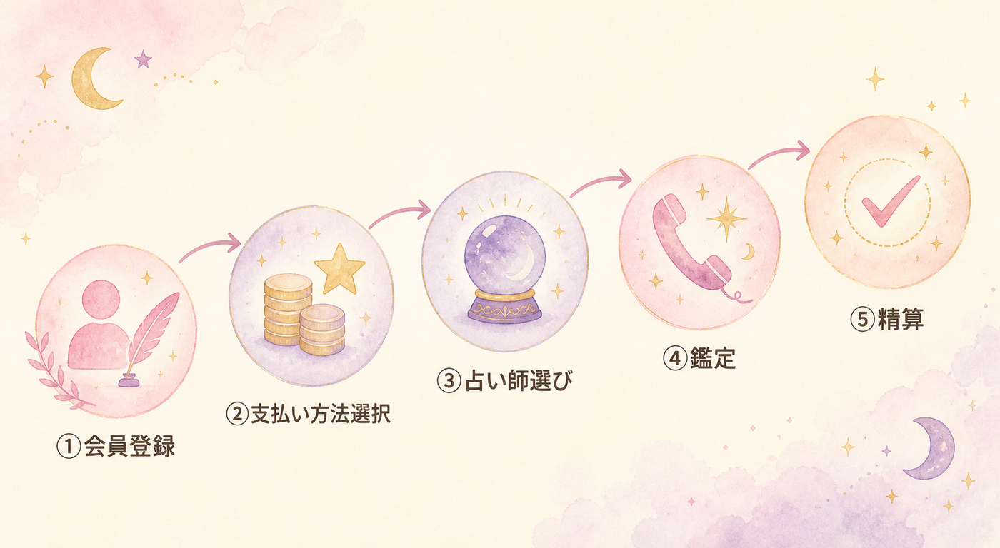 登録から精算までの5ステップ早見図