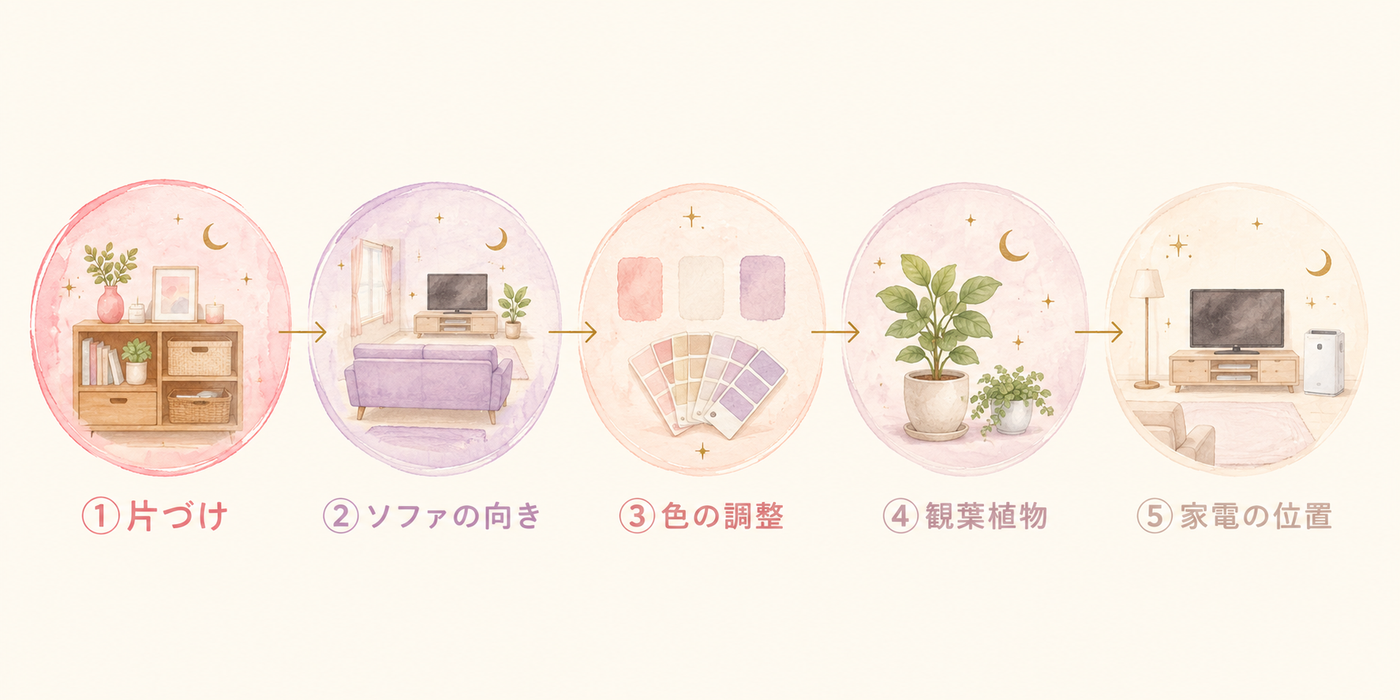 片づけから家電まで5段階の優先順位フロー