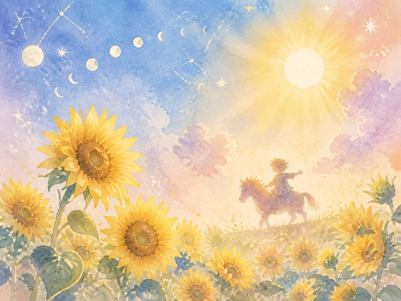無邪気な光に包まれる太陽のカード