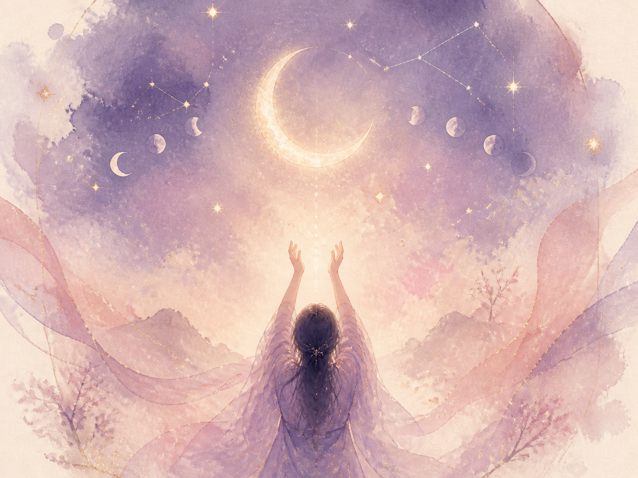三日月に祈りを託す、静かな夜の願掛け