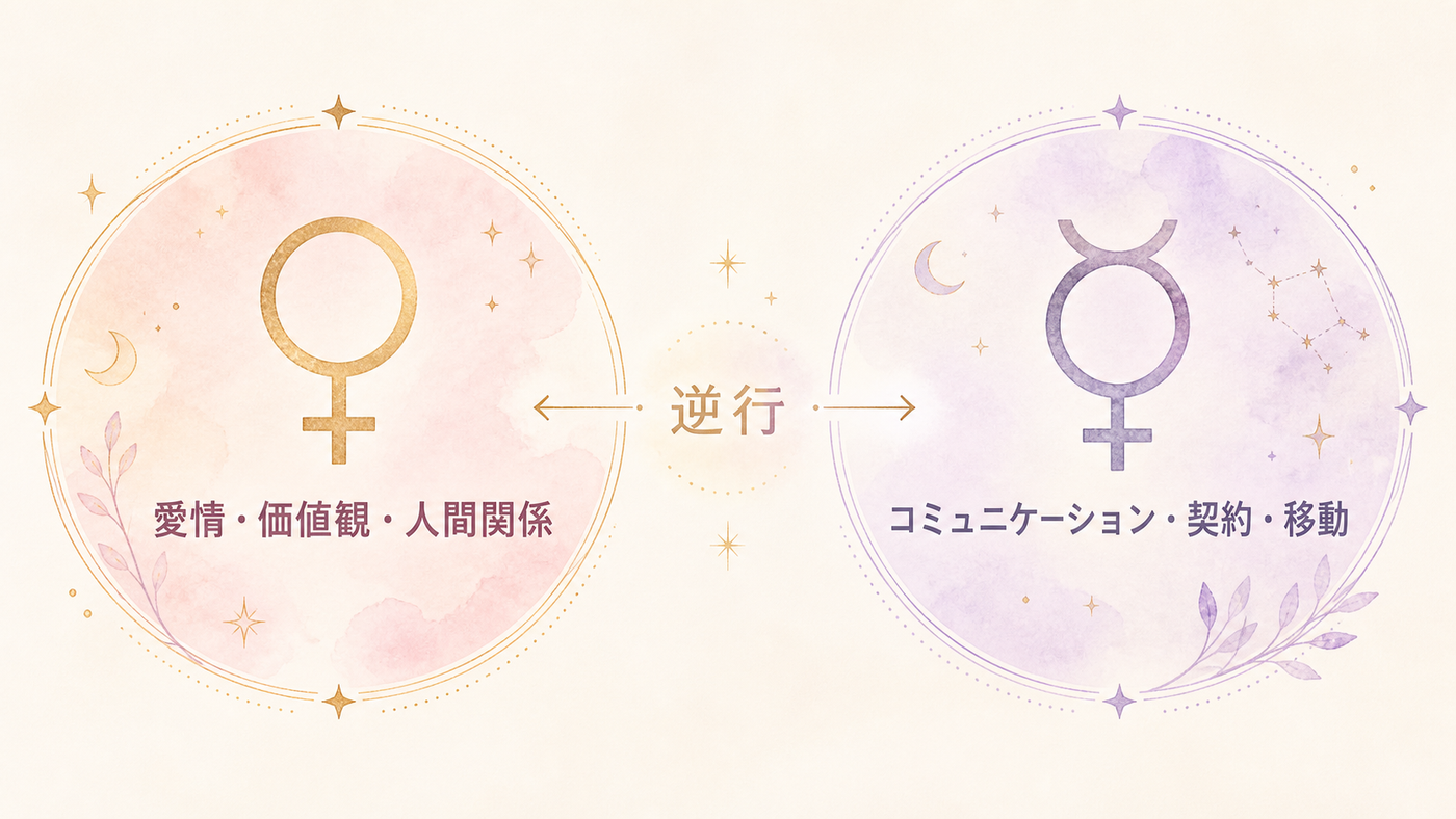 金星逆行と水星逆行のテーマの違いを比較